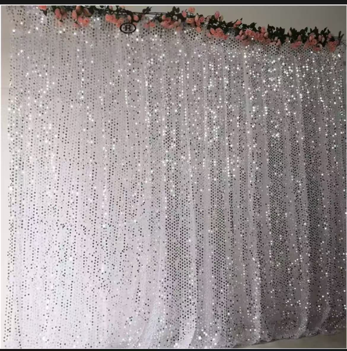 Sequin Fabric Panel - 6.5X5FT Silver Shimmer Sequin Fabric Photo