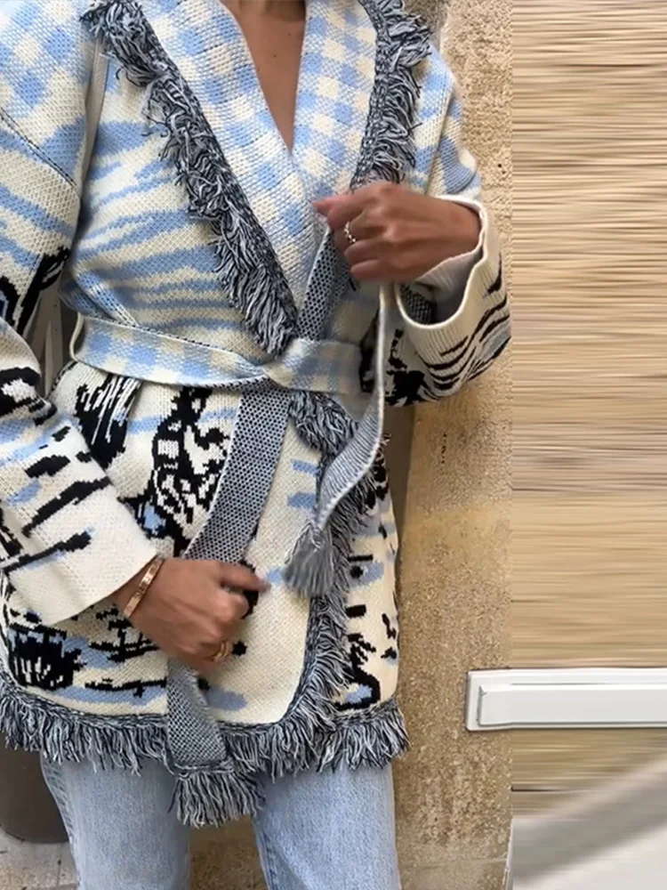 Print Knit Tassel Cardigan Wom - đánh giá và giá Tassel Fringe Trim