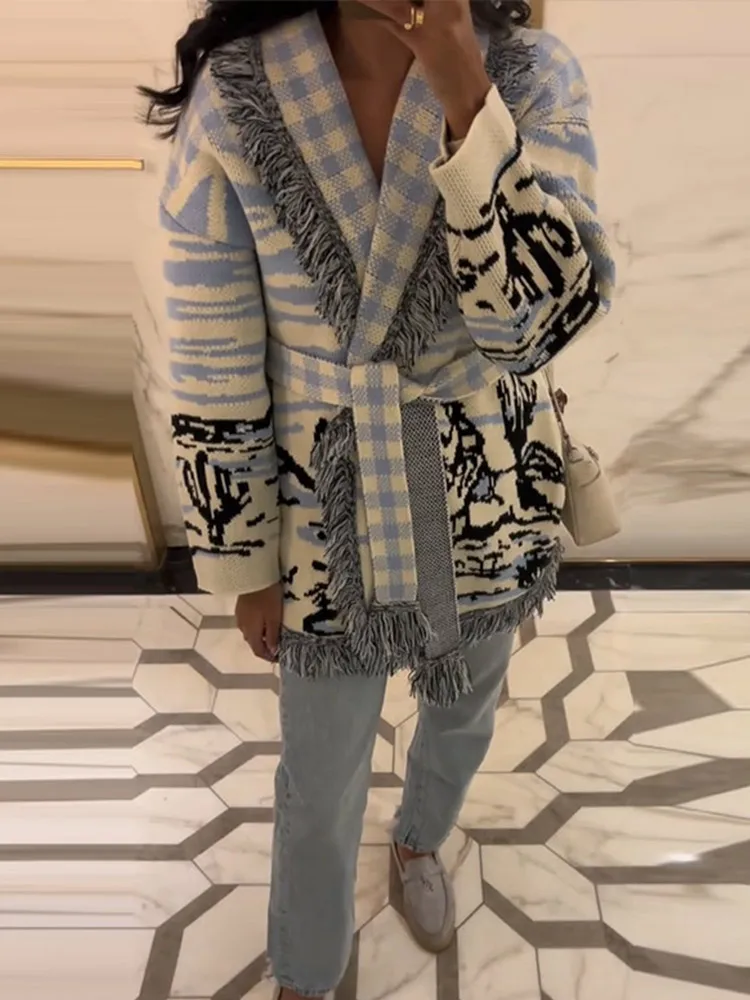 Print Knit Tassel Cardigan Wom - đánh giá và giá Tassel Fringe Trim